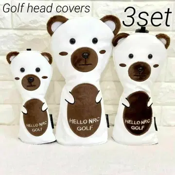 골프 헤드커버 3세트 곰 드라이버 페어웨이 우드 귀여운 화이트