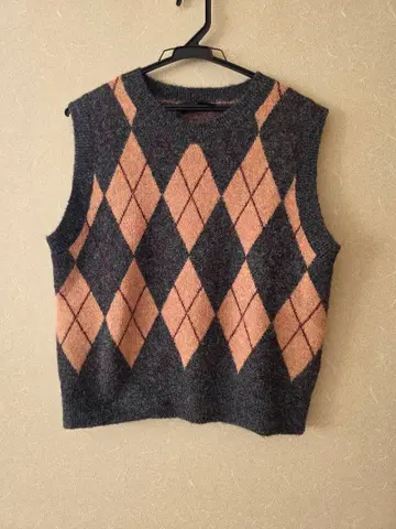 ZARA 아가일 무늬 니트 베스트 M 자라