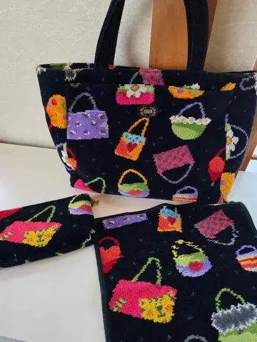 페이 백 패턴 토트백 파우치 손수건 3종 세트