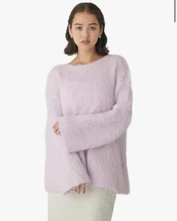 EMMEL REFINES 보트넥 샤기 리브 니트 풀오버