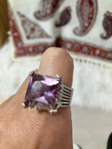 자수정 스퀘어 컷 반지