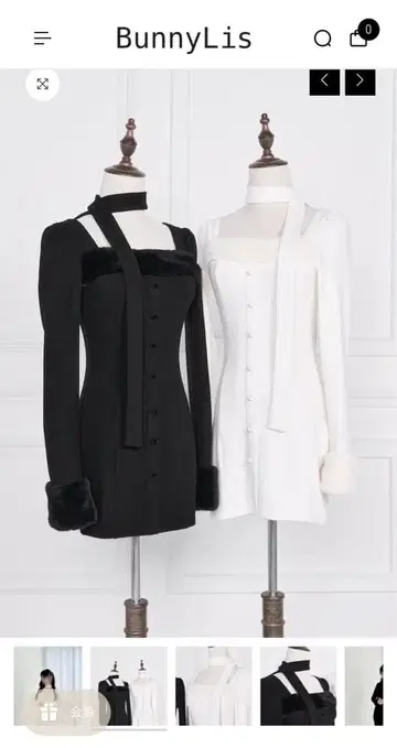 nogenki BunnyLis 머플러 부착 퍼 컷 원피스