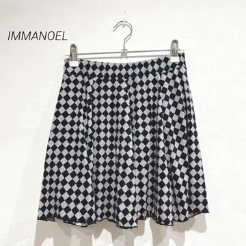 이마노엘 체크 무늬 스커트 미니 스커트 캐주얼 스타일리시 가을 올 패턴