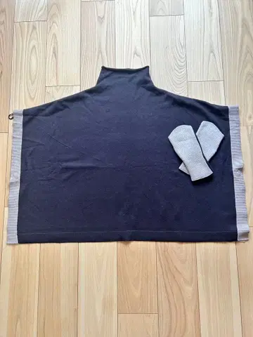 하이넥 판초 케이프 코트 미튼 포함