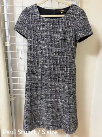 [폴 스튜어트] 트위드 스퀘어넥 반팔 원피스