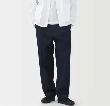 신사 인디고 턱 와이드 팬츠 다크 네이비 73