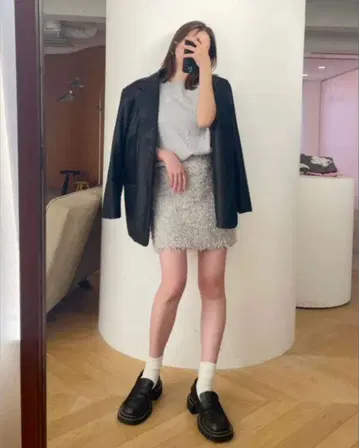 searoomlynn 믹스 테이프 yarn 미니 스커트 M