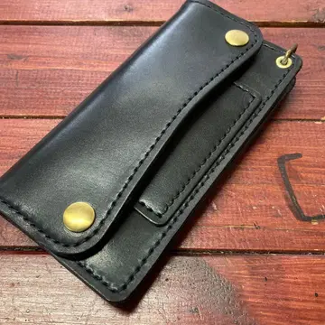 트래커 지갑 블랙 새들 레더