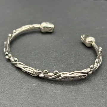 실버 925 각인 뱅글 심플 여성용 장미 플라워