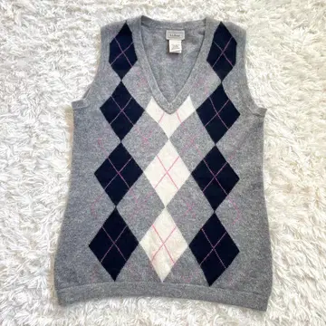 [ 새상품급 ] L.L.Bean 엘엘빈 캐시미어 베스트 아가일 다이아