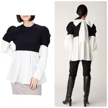 CELFORD 백리본 레이어드 니트 풀오버