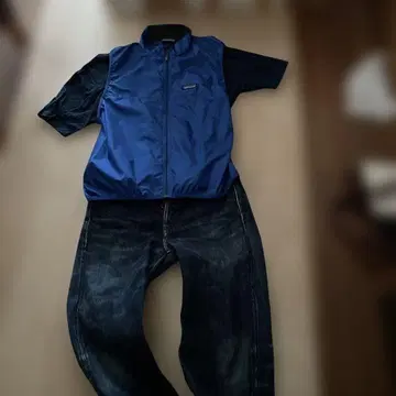 patagonia 파랑 베스트 나일론 베스트 바스락거리는 원단