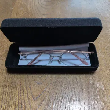 JINS 핑크 프레임 안경 케이스 포함