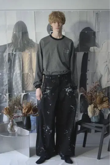 신야 코즈카 25aw 페인트 와이드 데님 팬츠 신야 코즈카