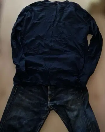 45rpm 롱 T 무지 인디고