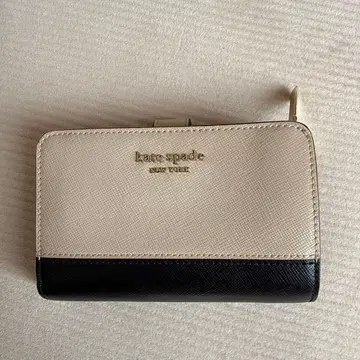 kate spade 이단 접이식 지갑 베이지/블랙