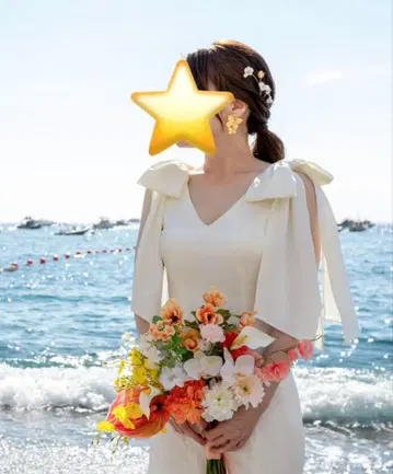 웨딩 드레스 사진 드레스 프로덕션 어깨 리본 드레스 W289