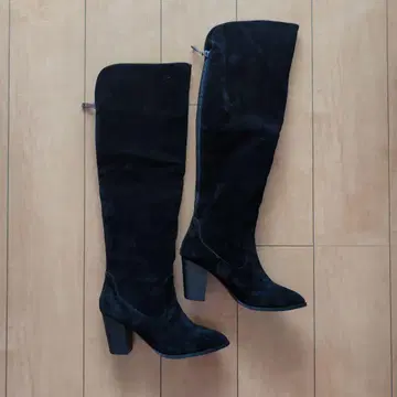 블랙 스웨이드 롱/니하이 부츠