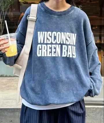 CIAOPANIC TYPY 애시드 워시 가공 맨투맨 네이비