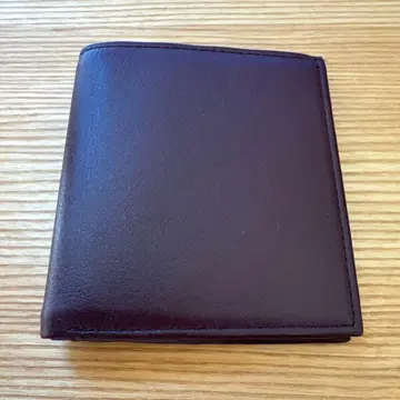 황거 지갑 천연 가죽 이단 접이 와인 레드