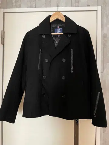 [ BEAMS HEART ] 빔즈 블랙 더블 브레스트 피 코트