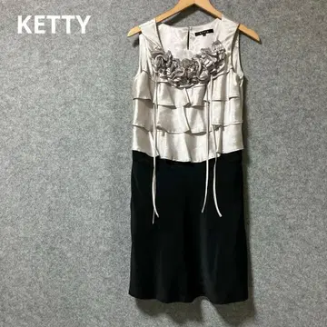 KETTY 프릴 새틴 드레스 실버/블랙