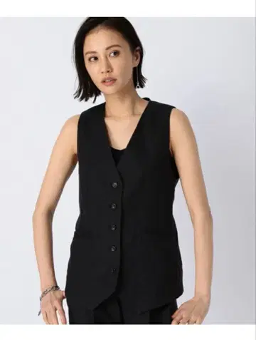 밴야드 스톰 린넨 소로나 베스트 블랙 버튼 포켓 부착