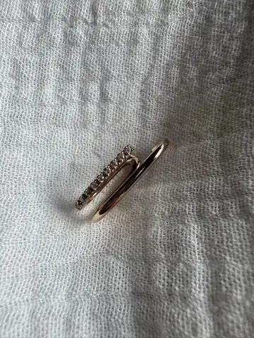 ete 핑크 골드 2연 이어 커프 스톤 포함