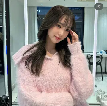 PELLICULE 핑크 긴팔 니트 나카마치 아야 착용