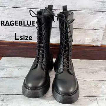 새상품 RAGEBLUE 블랙 통굽 레이스업 부츠 L 사이즈