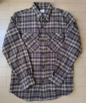 새상품급 오어슬로우 orslow 울 체크 셔츠 (남성용 M 브라운)