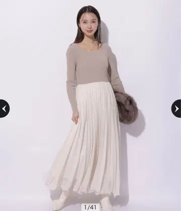 마이 스트라다 플리츠 라메 니트 원피스 Mystrada