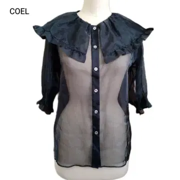 COEL 시스루 프릴 옷깃 블라우스