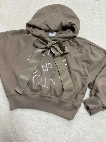 PATOU 파투 리본 포함 후드티 S 베이지