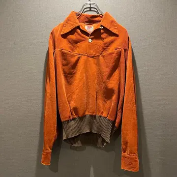 오렌지 코듀로이 긴팔 셔츠