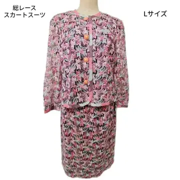 전체 레이스 블랙 핑크 자켓 스커트 수트 버블 수트