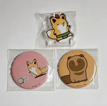 너구리와 여우 캔뱃지 아크릴 마스코트 스모
