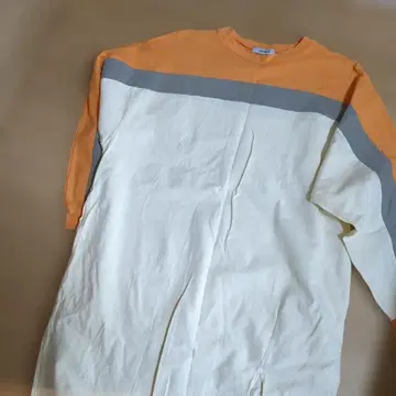 FOREVER 21 오렌지 및 화이트 긴팔 티셔츠 원피스