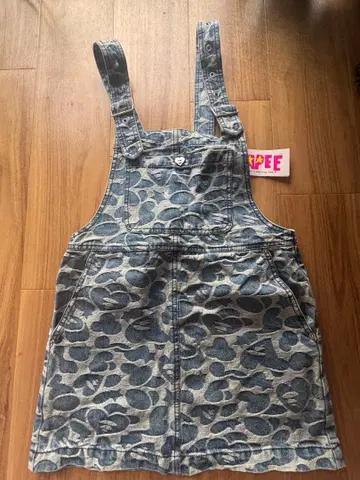 APEE 하트 무늬 데님 오버롤