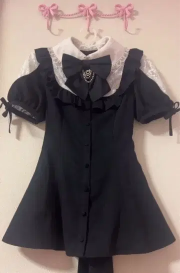 시크릿 허니 레이스 소매 프릴 요크 셋업 (반팔)