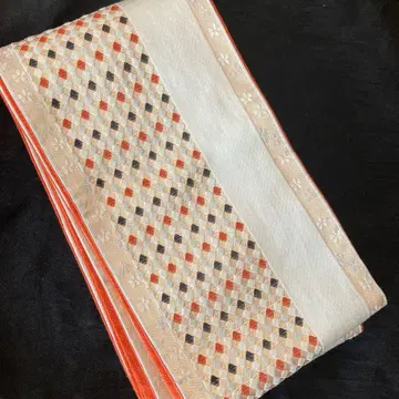 길상 문양 자수 리버서블 반폭 오비