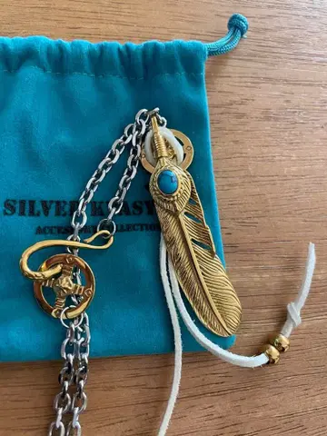 스테인리스 전금 골드 터콰이즈 페더 목걸이