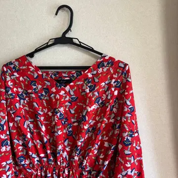 플라워 프린트 롱 원피스 빨간색