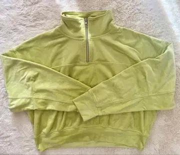 KBF 라임 그린 벨로아 하프 지퍼 트레이닝복