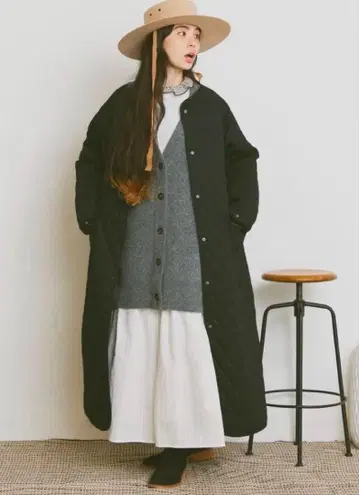 리브라 퀼팅 롱 코트