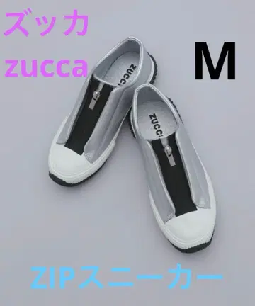 주카 zucca 프론트 센터 지퍼 로우컷 스니커즈 실버 M 사이즈