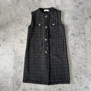 LI IAN CREEK YA 블랙 트위드 베스트