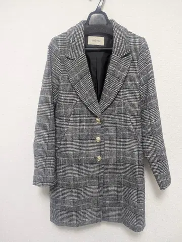 로얄 파티 그레이 계열 체크 체스터 코트