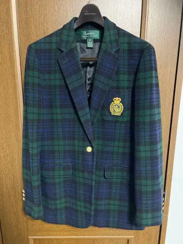 랄프 로렌 블랙워치 블레이저 그린 택