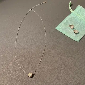 아가타 액세서리 목걸이 귀찌 실버 2세트